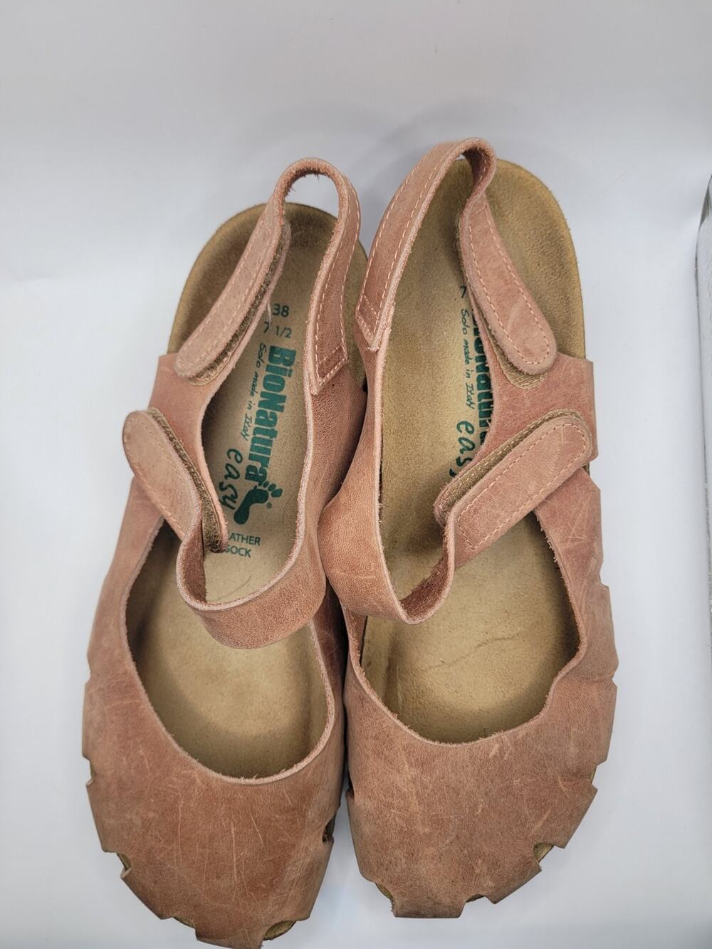 BioNatura Solo Made in Italy Closed Toe Clogs Kick On Sandals Brown Size 39/8